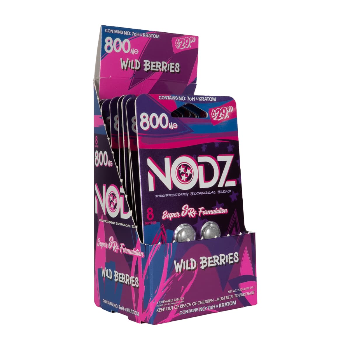 NODZ 800mg Botanical Blend 4pk Tablets - Wild Berries (10ct Display)
