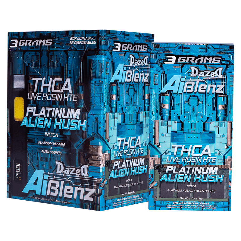 3g Disposable - Platinum Alien Kush AI Blenz THCA (5ct Shipper)