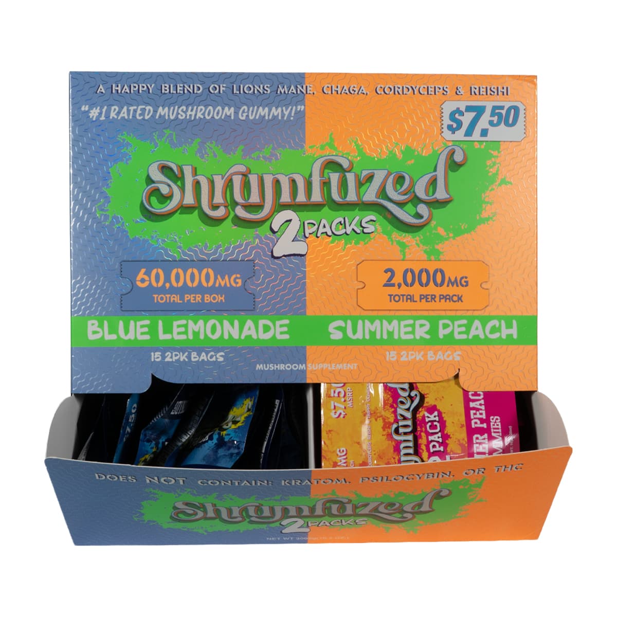 Shrumfuzed 2pk Gummies 1000mg - Blue Lemonade & Summer Peach (30ct Display)