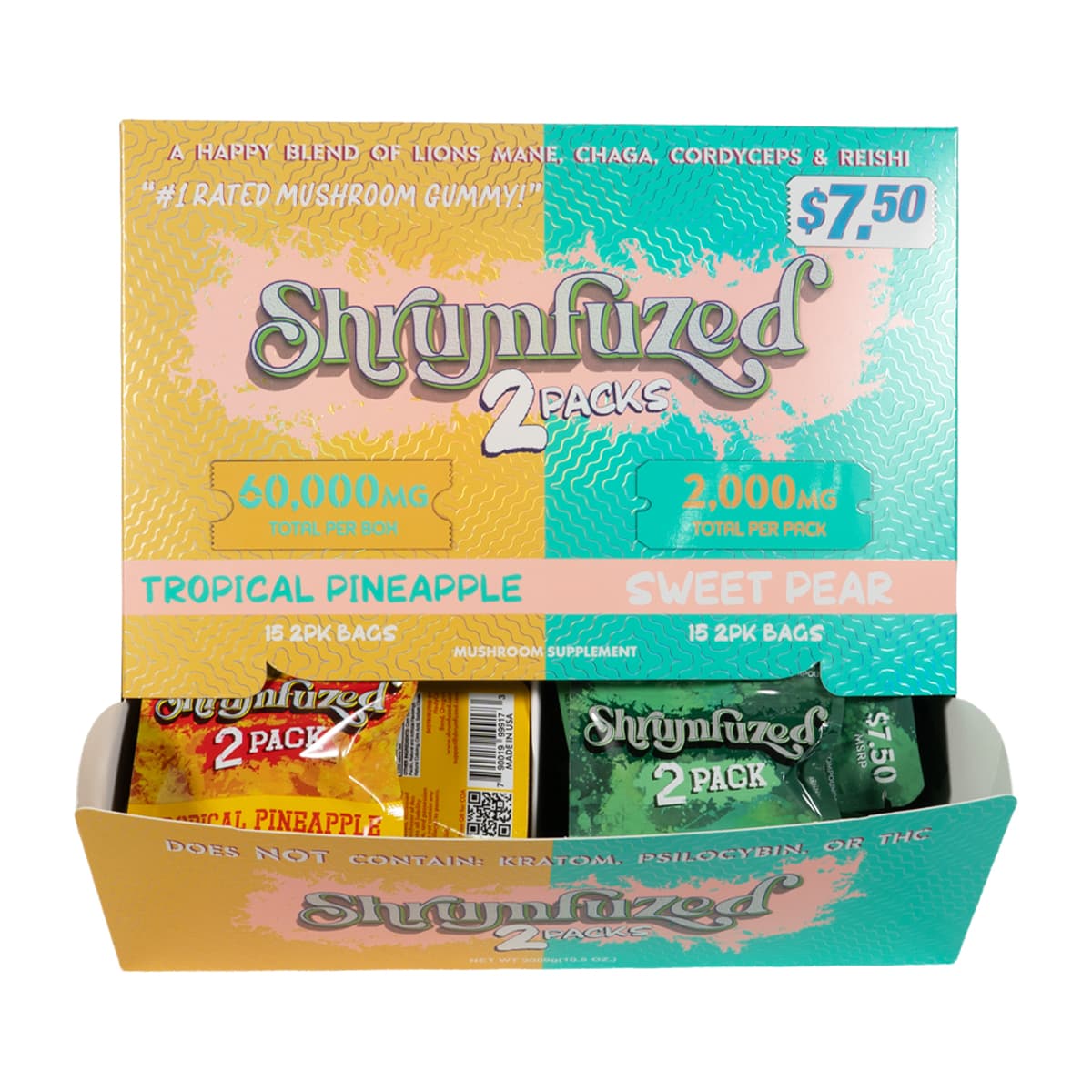 Shrumfuzed 2pk Gummies 1000mg - Sweet Pear & Tropical Pineapple (30ct Display)