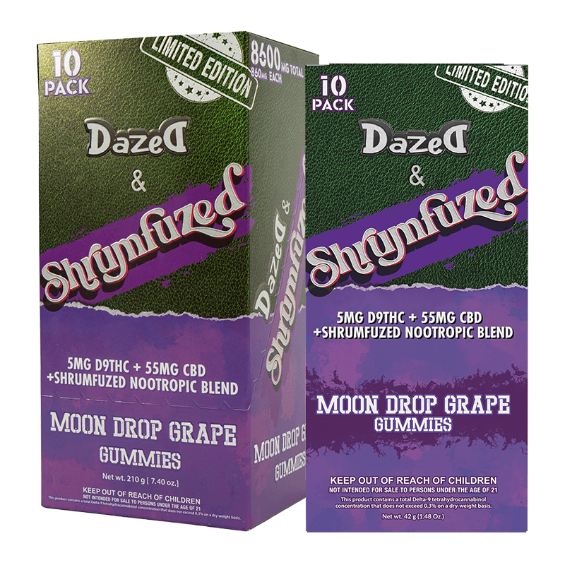 Dazed & Shrumfuzed Gummy 8600mg - 10 Pack Moon Drop Grape (5ct Display)