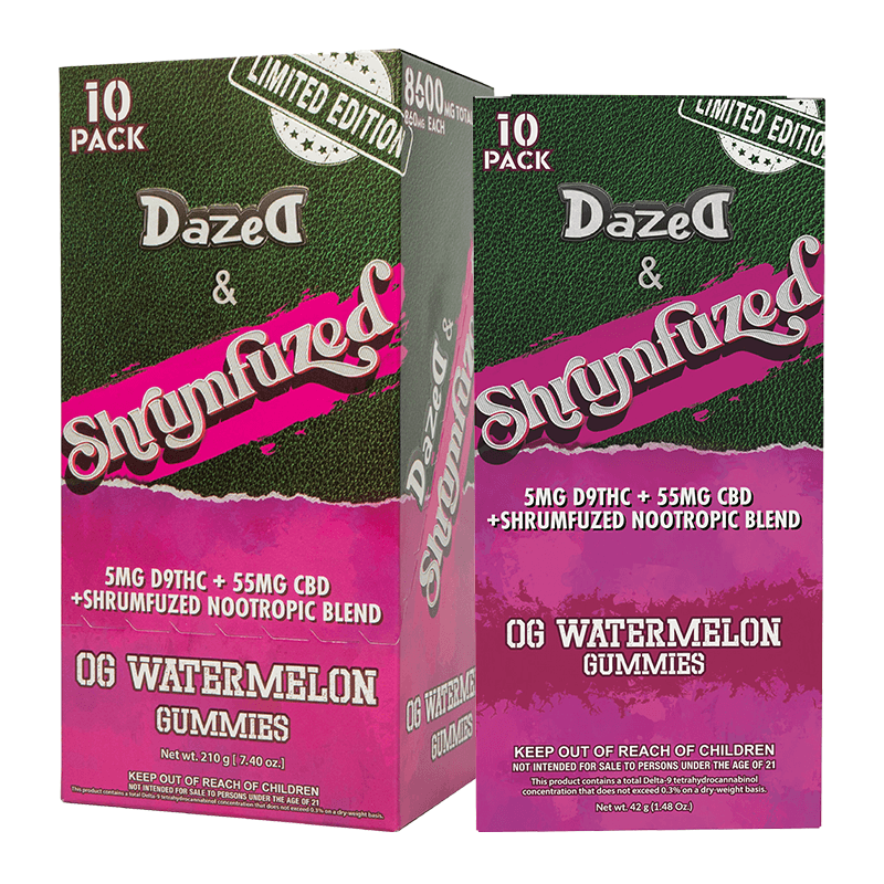 Dazed & Shrumfuzed Gummy 8600mg - 10 Pack OG Watermelon (5ct Display)