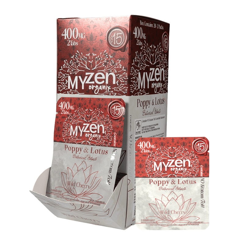 MyZen Poppy & Lotus 2pk 400mg Tablets - Wild Cherry (20ct Display)