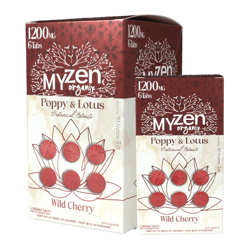 MyZen Poppy & Lotus 6pk 1200mg Tablet - Wild Cherry (10ct Display)