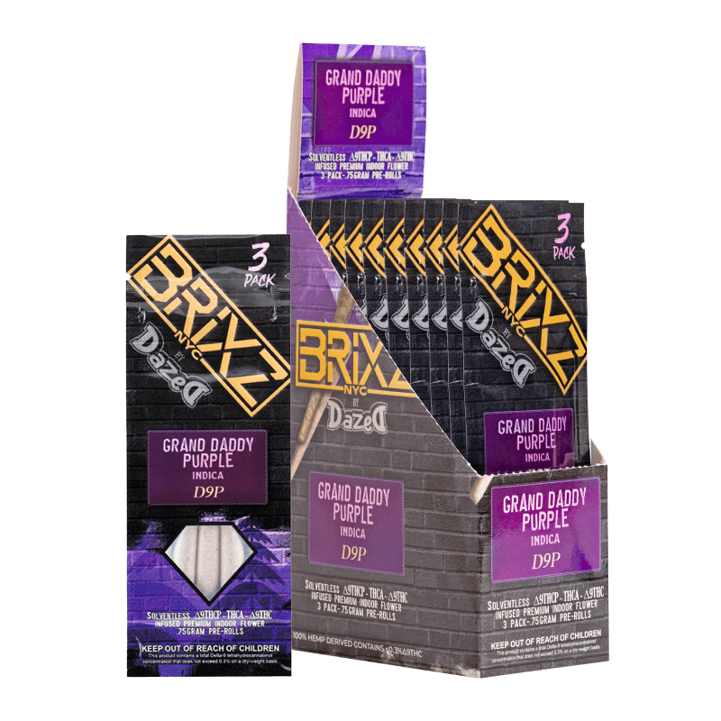 Preroll 3pk - Grand Daddy Purple Brixz THCA (10ct Shipper)