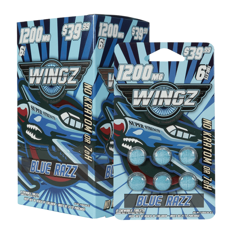Wingz 1200mg Super Strength Botanical Blend 6pk Tablets - Blue Razz (10ct Display)