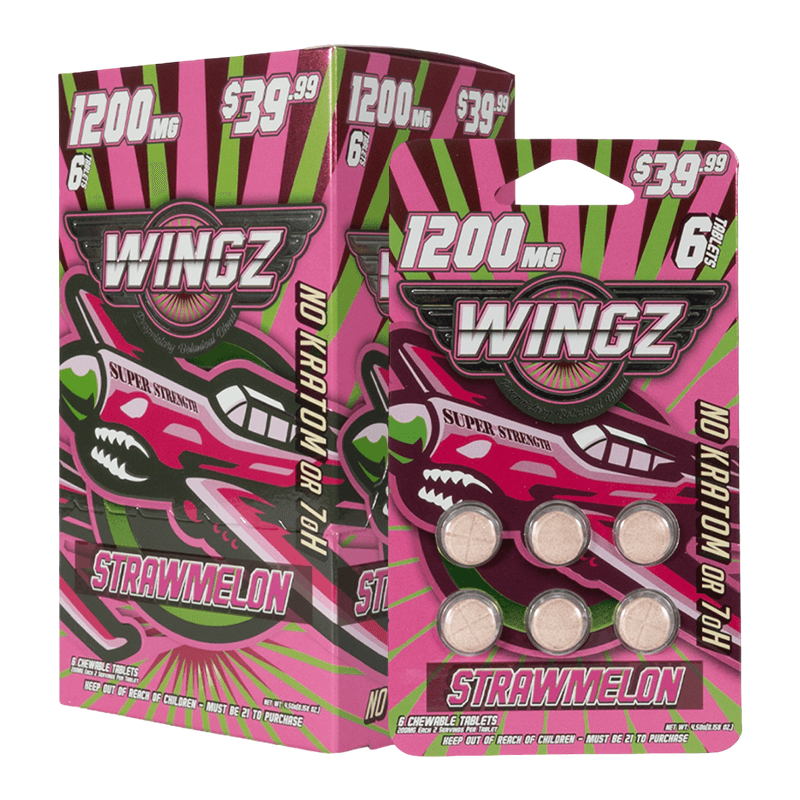 Wingz 1200mg Super Strength Botanical Blend 6pk Tablets - Strawmelon (10ct Display)
