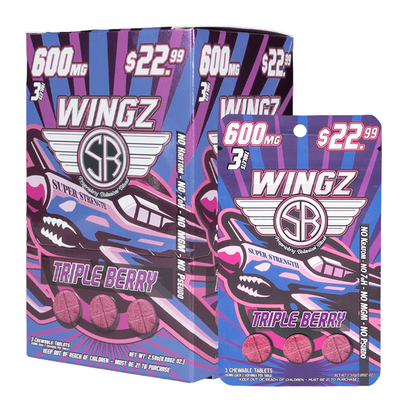 Wingz 600mg Super Strength Botanical Blend 3pk Tablets - Triple Berry (10ct Display)