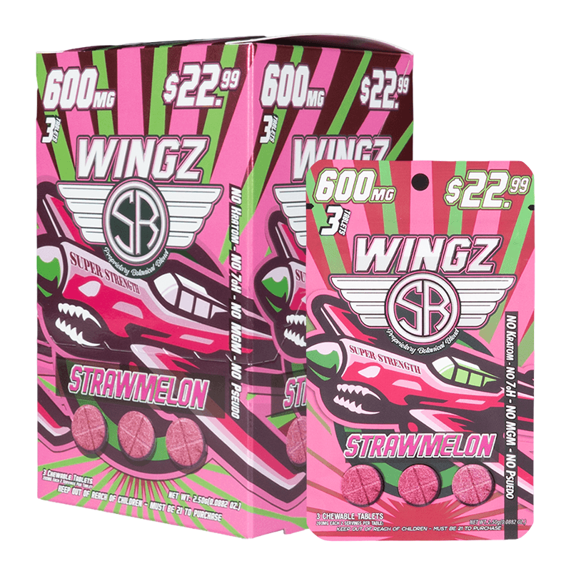 Wingz 600mg Super Strength Botanical Blend 3pk Tablets - Strawmelon (10ct Display)